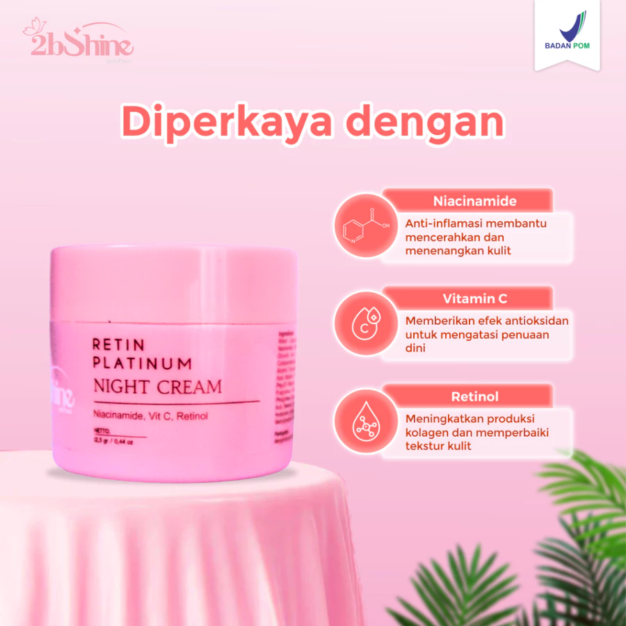 Retin Platinum Night Cream - Krim Malam Untuk Mencerahkan dan Menutrisi Kulit Wajah - Image 2